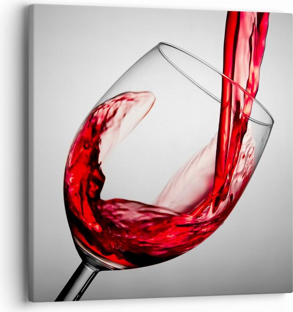 Bild auf Leinwand - Leinwandbild - Trinken glas wein - 40x40cm - Wand Bild - Wanddeko - Wandbilder - Leinwanddruck - Bilder - Kunstdruck - Wanddeko...