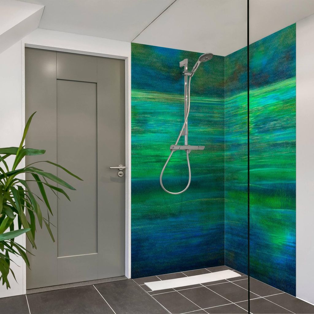 Duschrückwand originell selbstklebend - 0.35 mm Wandpaneel wasserfest Design grün Badrückwand fugenlos Smart matt 80x210 cm