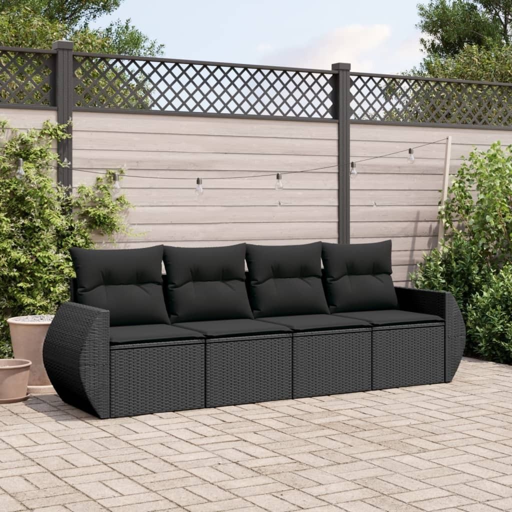 Maison Exclusive - 4-tlg. Garten-Sofagarnitur mit Kissen Schwarz Poly Rattan
