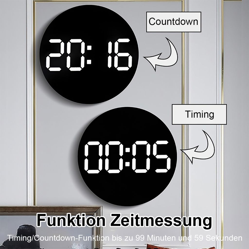 Digitale Wanduhr mit Fernbedienung, LED-Uhr mit 10-stufiger Produktbild 4