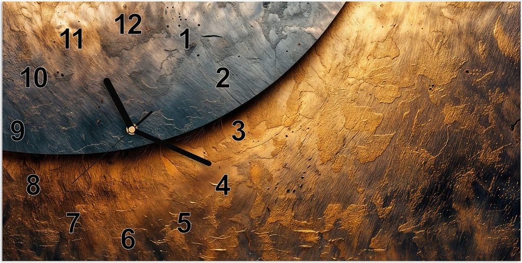 Wanduhr aus Glas mit Motiv Abstraktes Metall- 60 x 30 cm - inkl. Aufhängesystem