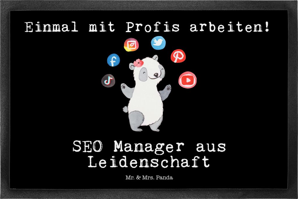 Mr. & Mrs. Panda fußmatte SEO Manager Leidenschaft 50 x 75 cm - Schwarz - Geschenk, Schmutzmatte, Fußabtreter, Digital Marketing, Suchmaschinenop...