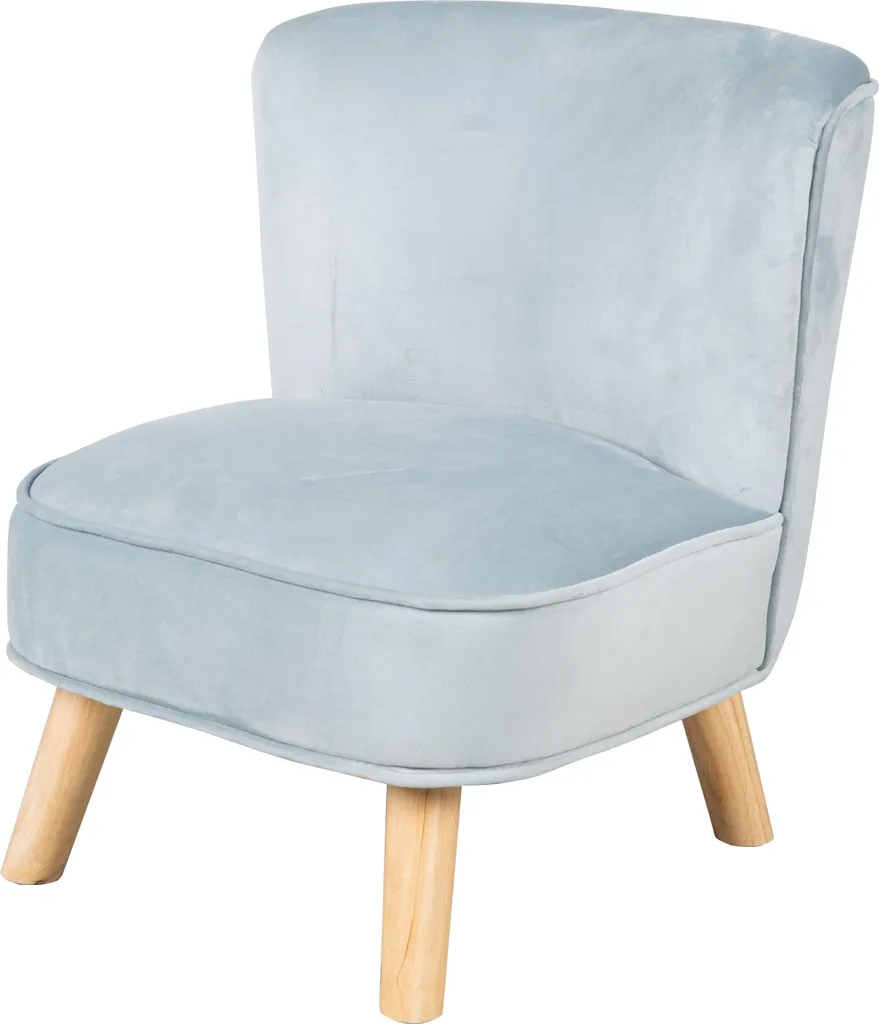 poltrona per bambini roba "Lil Sofa", comoda poltrona con robusti piedini in legno e tessuto in velluto color cielo/azzurro