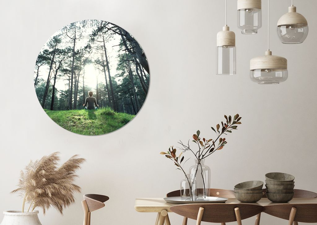 MuchoWow - Mauerkreis - Wandbilder - Runde Bild - Bild aus Aluminium - Schlafzimmer - Wohnzimmerdekoration - Wand Dekoration
