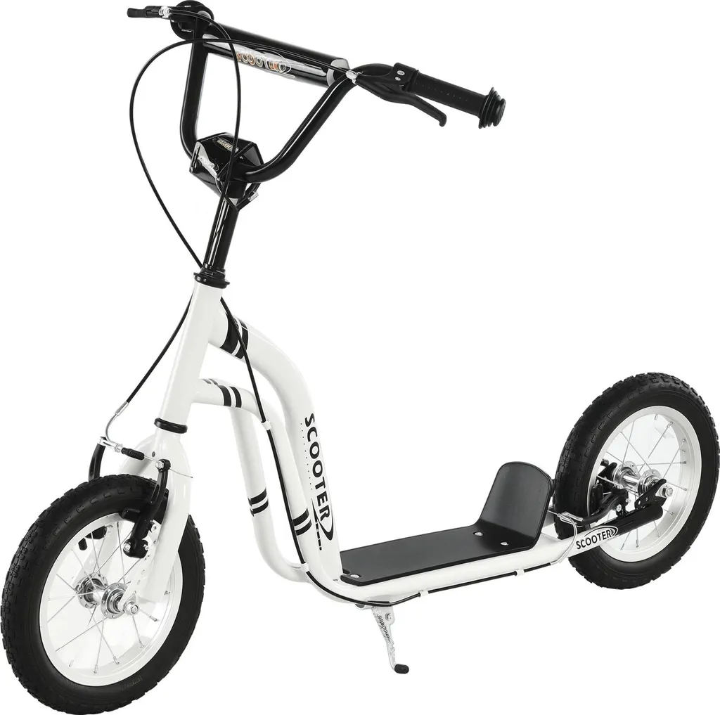 Trottinette châssis métal 120cm avec roues gonflables confort Blanc
