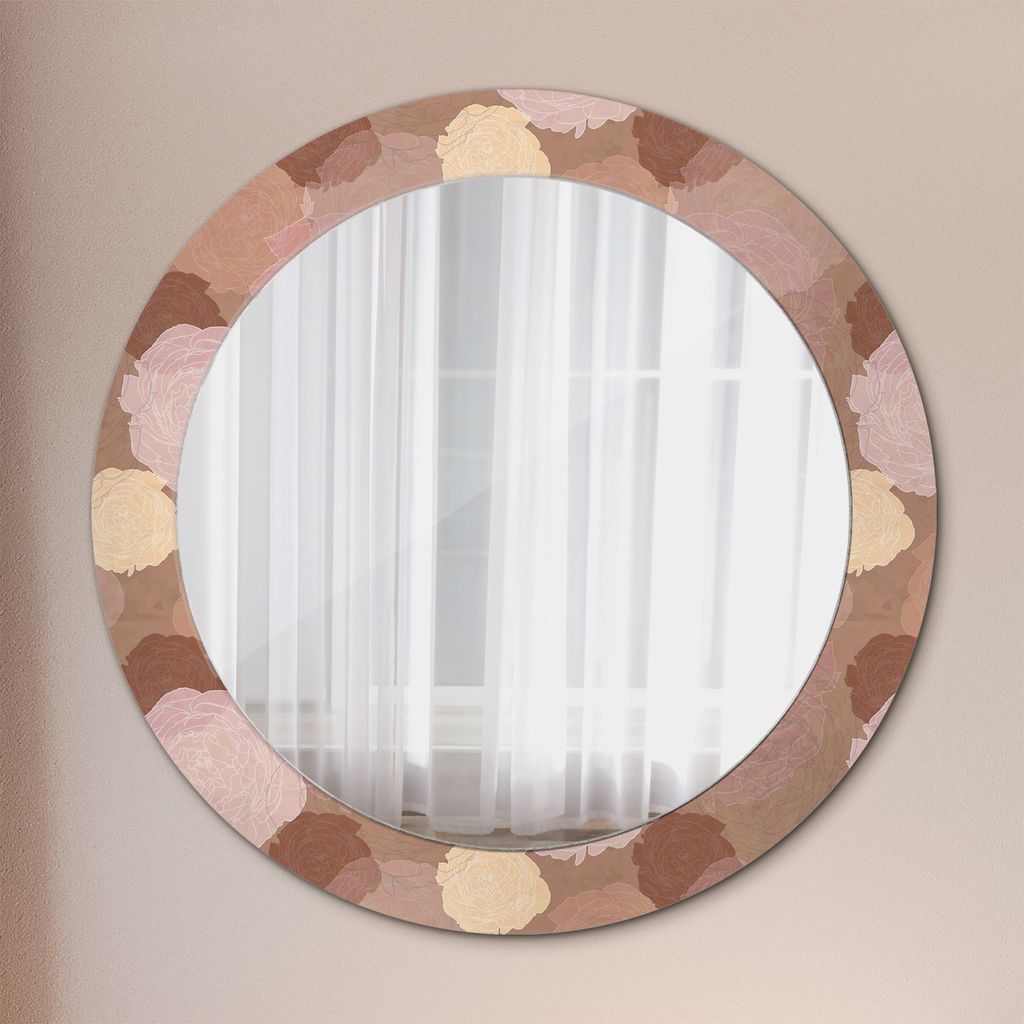 Wohnzimmer Spiegel - Mirror zum Wandspiegel Schlafzimmer – Schminkspiegel - Rosen Zusammensetzung - Rund: Ø70cm