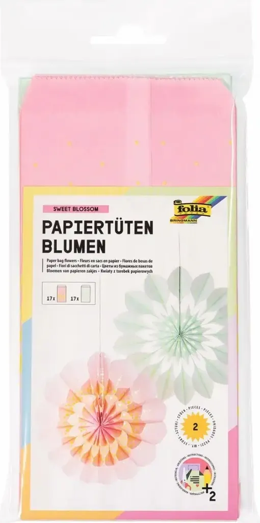 Folia 21911 Sweet Blossom: Decorazione Floreale Carta Kraft Rosa-Menta