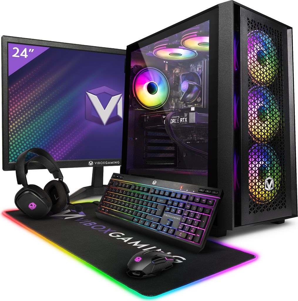 Vibox IV-48 Gaming PC Set Komplett - Monitor 23 Zoll - AMD Ryzen 7 5700X 4,6 GHz - Nvidia GTX 1660 Super 6 GB - 32 GB RAM - 1 TB NVMe M.2 SSD - Win...