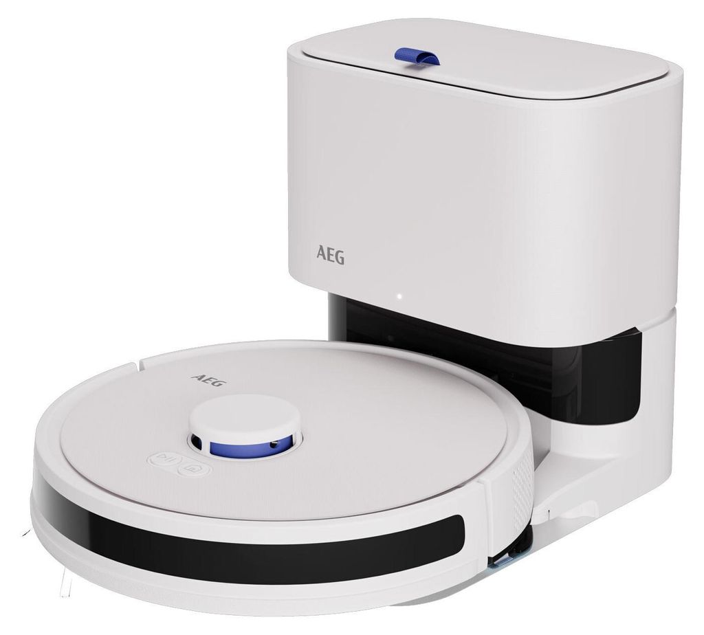 AEG AR71UW2SW Saugroboter (4000 Pa Saugleistung, LiDAR Navigation, 20 mm Hindernisüberwindung, Automatische Entleerungsstation), Farbe:Weiß