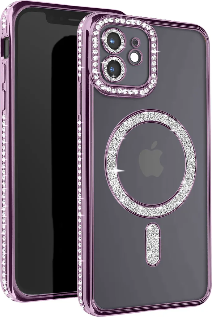 Custodia Avizar iPhone 12 Viola: MagSafe e Bordo Diamantato Premium