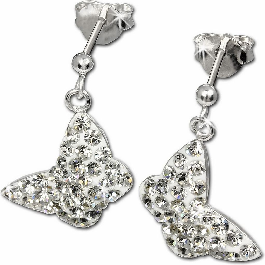 SilberDream weiß Ohrringe Schmetterling Zirkonia 925 Silber Ohrstecker GSO401W