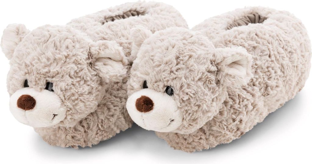 NICI Hausschuhe Bär Finni Gr. 40-43 (L) - grau - Warme Kuscheltier Hausschuhe für Jungen und Mädchen, Tier-Schuhe mit Anti-Rutsch Sohle, Slipper...