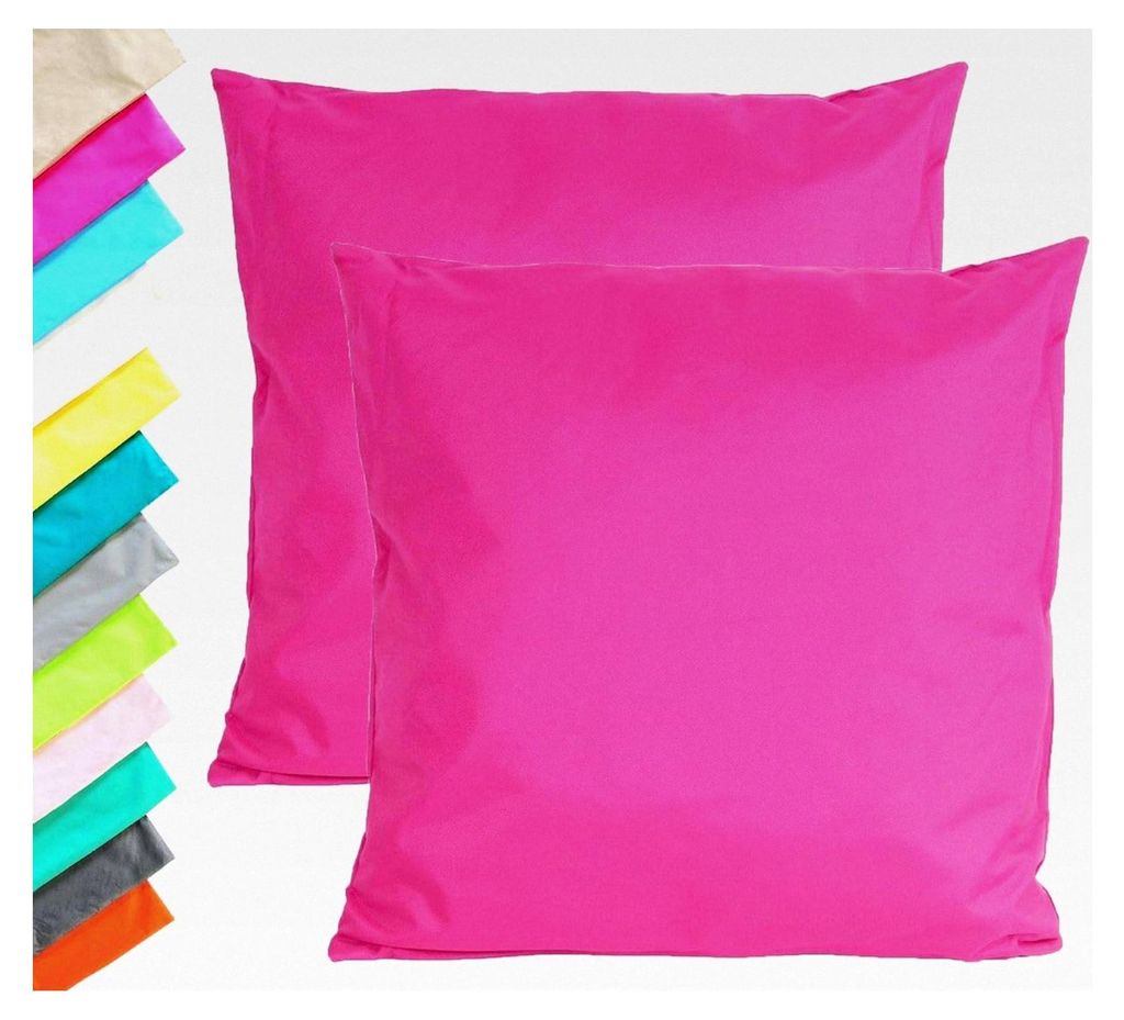 2er Set Outdoor Lounge Kissen 45x45cm Dekokissen Inkl. Füllung Wasserfest Sitzkissen Gartenstuhl Lotus Effekt, Farbe: Pink