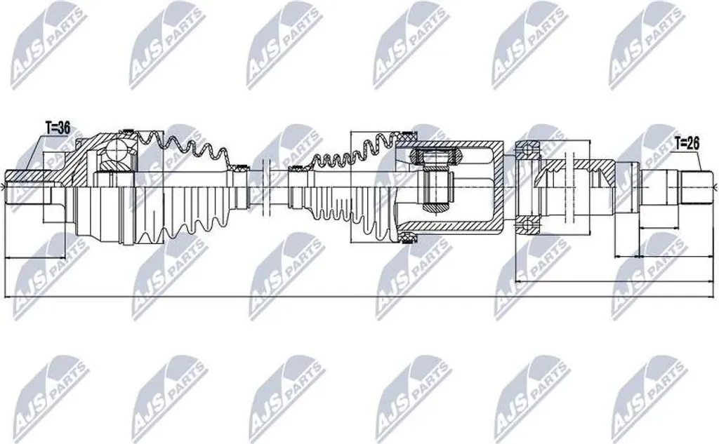 Stop vibrations : Arbre d'entraînement NTY NPW-VV-065 Volvo V40 OE 36000680