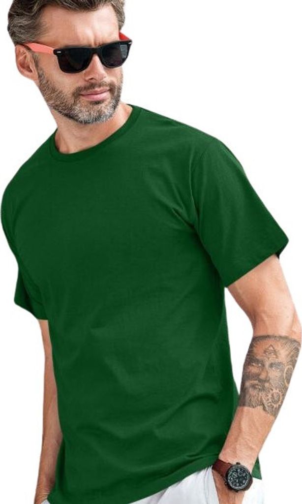 Uni-T-Shirt aus Baumwolle, mittelschwer, 100% Baumwolle, unbedruckt, einfarbig, 180g/m2, Farbe Flaschengrün, Größe 2XL
