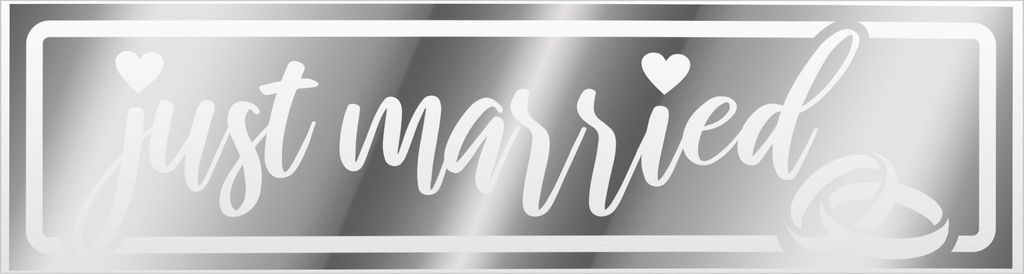 Kiwistar Just Married Ringe Hochzeit invertiert Magnetschild Schild magnetisch - 20cm Chrom - Magnetfolie für Auto PKW Kfz