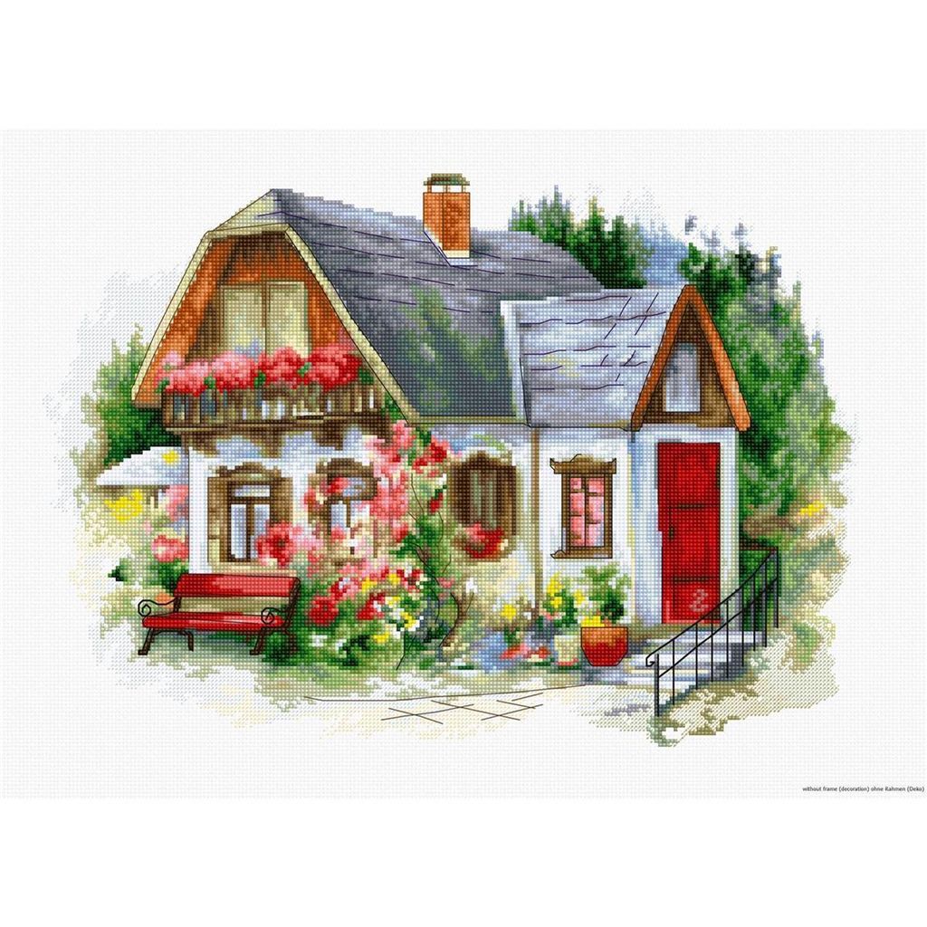 Luca-S Kreuzstich Set "Wunderschönes Landhaus", Zählmuster, 34x24cm