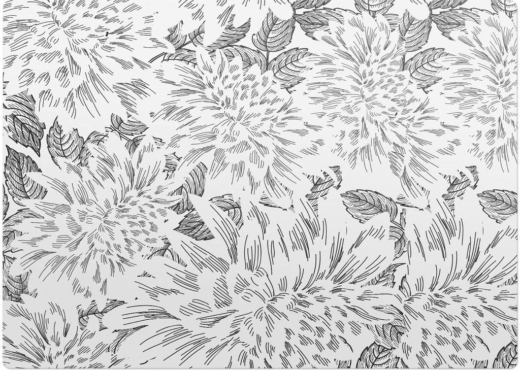 Blumenblätter-Skizze – Bodenschutzmatte – Rutschfest – Schutzmatte für Büro – Vinylmatte – Stuhlunterlage – 140 x 100 cm