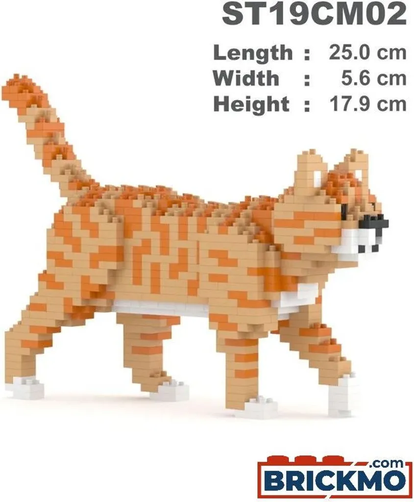 Chat en briques JEKCA Orange Tigré - Jeu de Construction pour Adultes