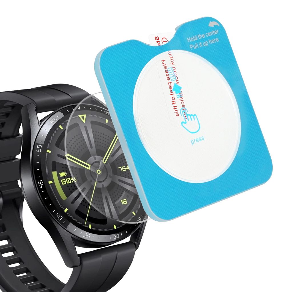 kwmobile 2x Schutzglas kompatibel mit Huawei Watch GT 3 (46mm) Folie - Hart Glas Schutzfolie für Smartwatch - Displayschutz für Fitness Tracker