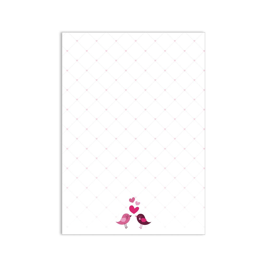 Briefpapier Set Verliebte Vögel I 50 Blatt Motiv-Papier in DIN A4 I pink weiß I Valentinstag Liebe Einladung Hochzeit ohne Umschlag I dv_019