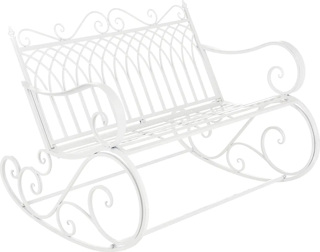 Balançoire de jardin 2 places en métal blanc | Banc oscillant campagnard