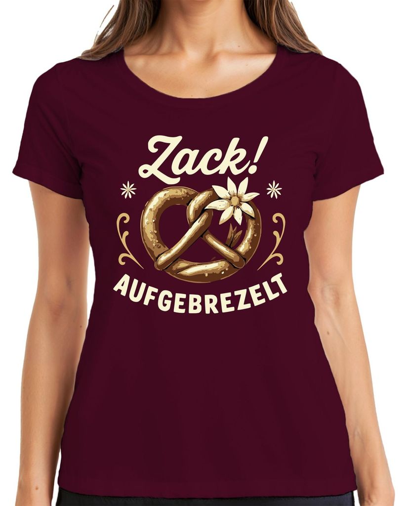Zack Aufgebrezelt  Brezel Tracht Edelweiß Wiesn Lustig Produktbild 