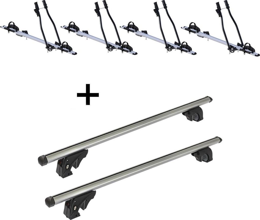 4x Fahrradträger SAGITTAR + Dachträger/Relingträger VDP LION2 kompatibel mit für Saab 9-5 Station Wagon (5 Türer) 99-12