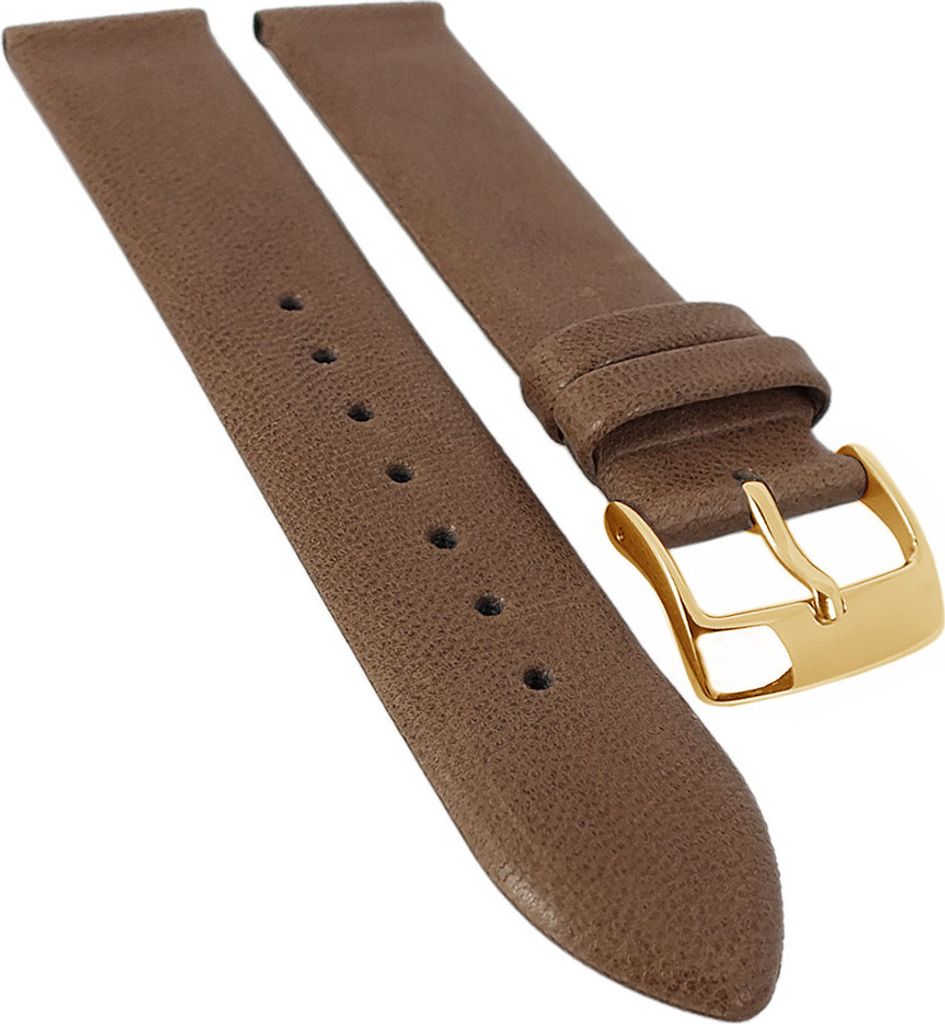 Barington Cordero Uhrenarmband taupe Lammnappaleder rembordiert, Stegbreite:18mm, Schließe:Gelbgolden