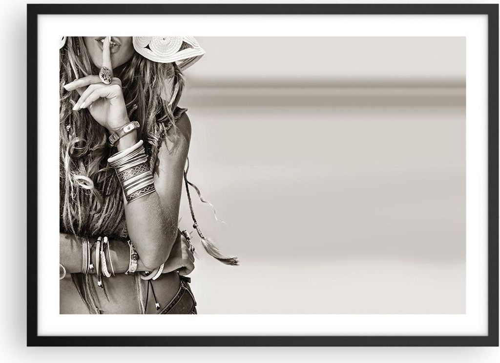 Gerahmtes Poster - Schwarzer Rahmen - Frau Armband Jahrgang - 70x50 cm - Wand Bild - Wanddeko - Wandbilder - Kunstposter - Wandposter - Bilderrahme...