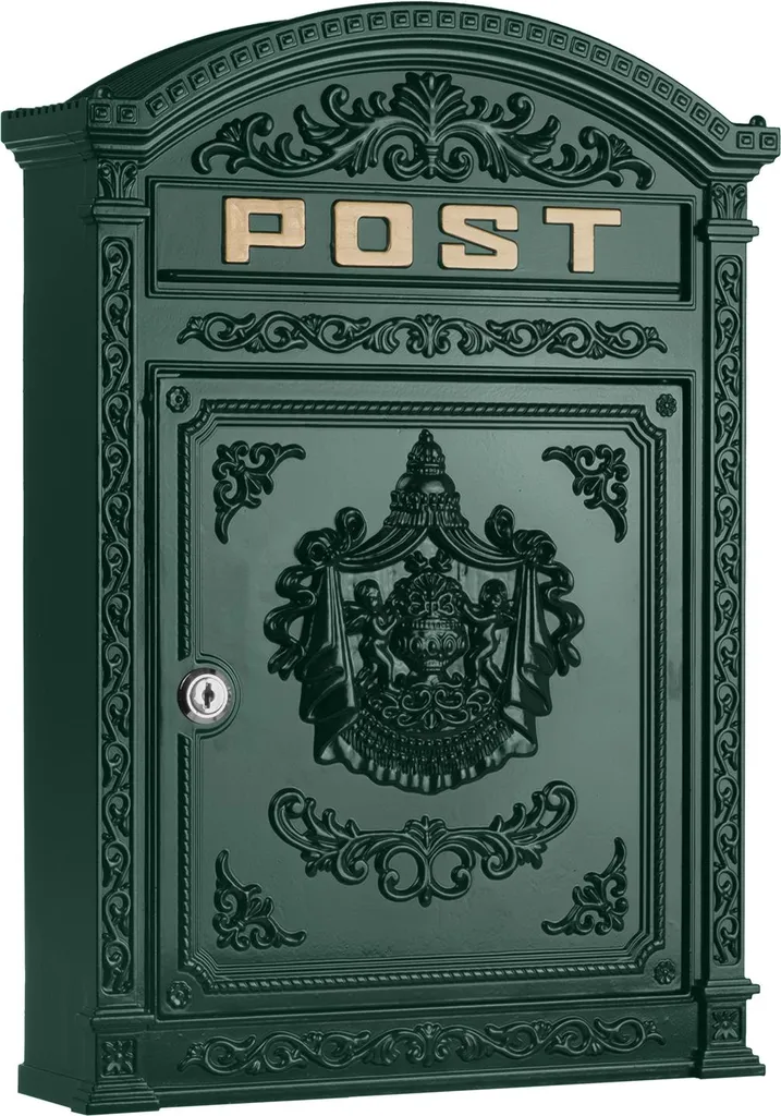 Boîte aux lettres murale en fonte style nostalgie vert anglais robuste