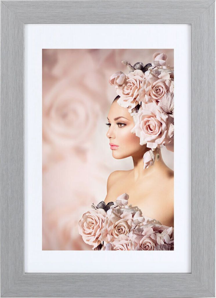 Bilderrahmen Holz Rahmen Plexi Acryl Collage Wanddeko Poster quadratisch S215 - Farbe: Silber | Format: 50x50