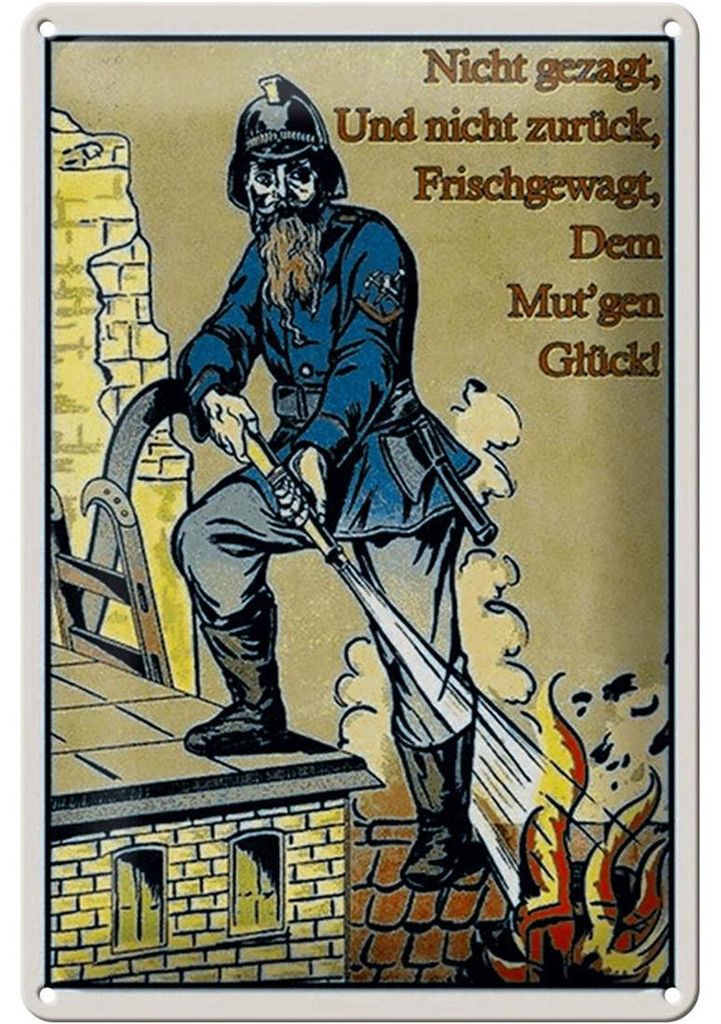 Blechschild Retro 20x30cm Feuerwehrmann nicht gezagt und Produktbild 