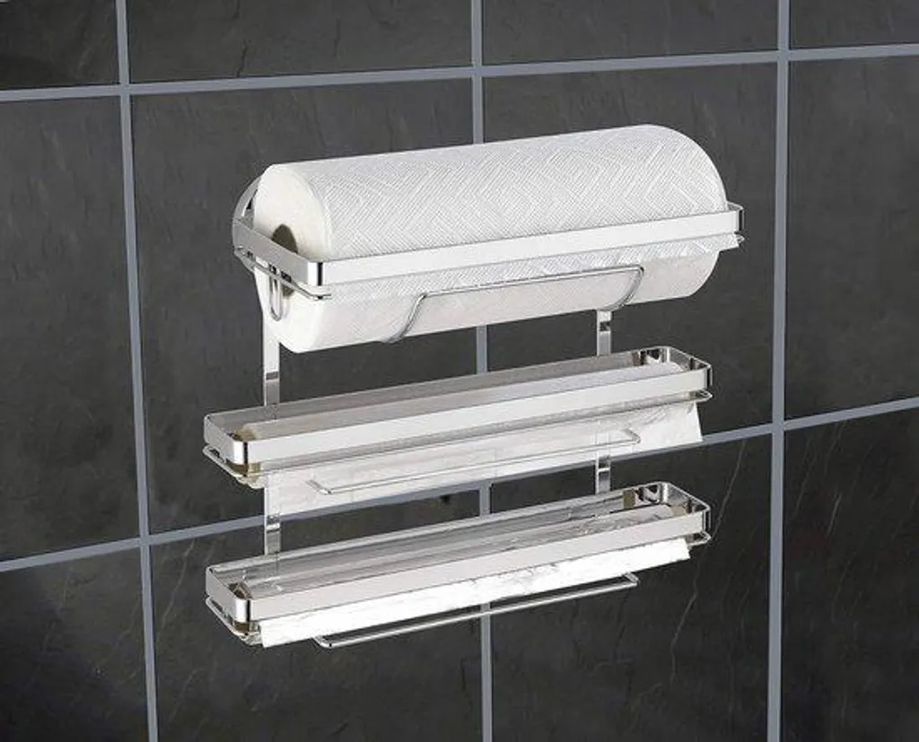 Support essuie-tout de cuisine en acier chromé 33cm sans perçage