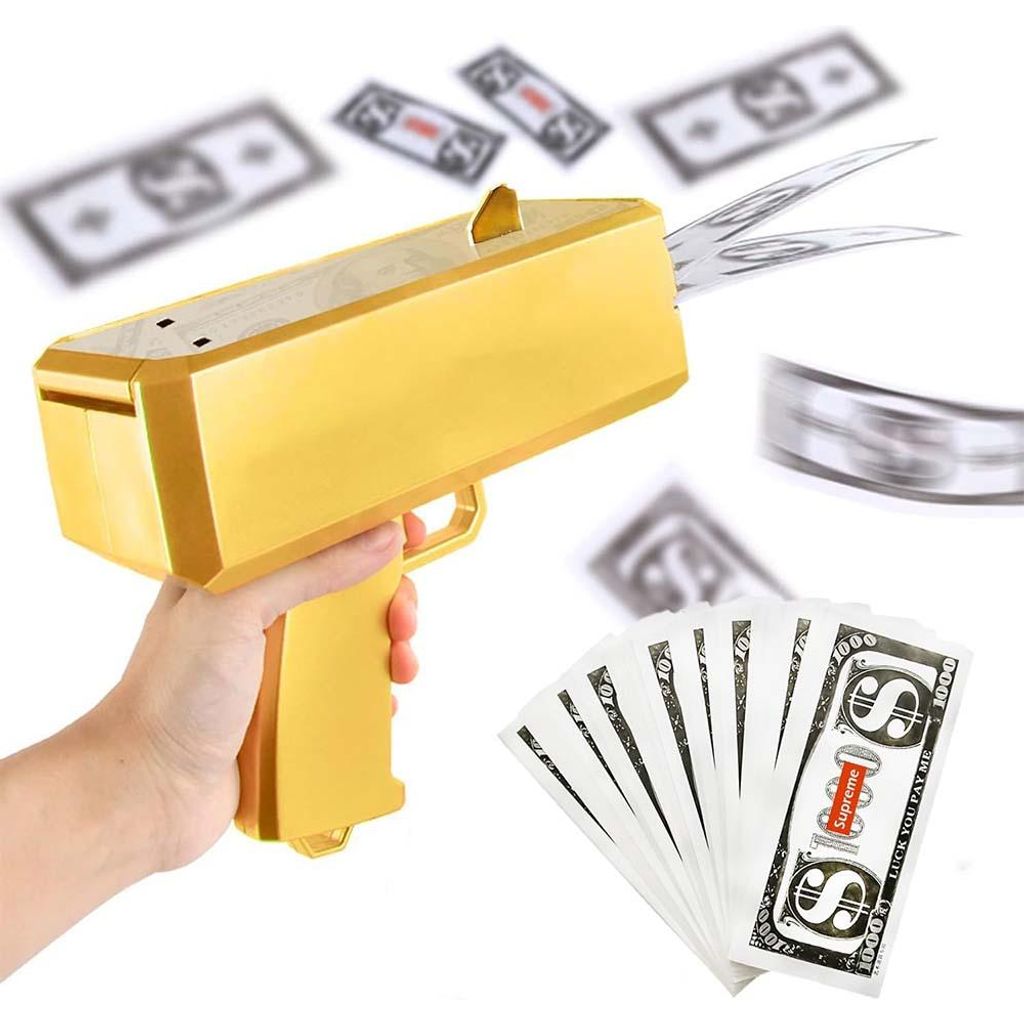 Geld Pistole Shooter mit 100 Fake Geld, Produktbild 