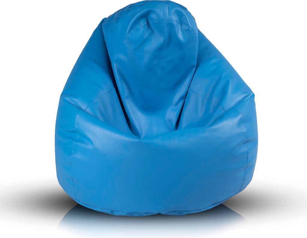 Ecopuf Fuzzy, Pouf Sessel Bean Bag, Sitzsack Kunstleder, 80x110, Hellblau E10, 80x110