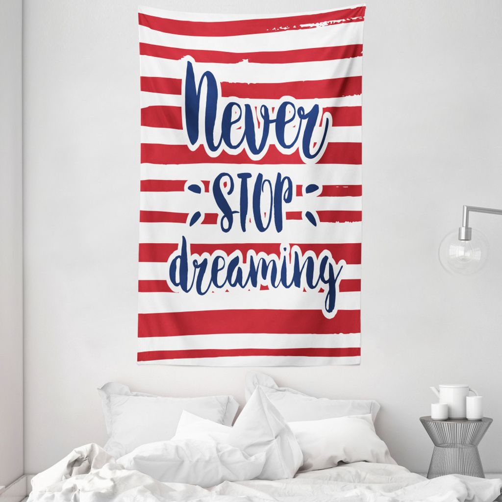 ABAKUHAUS rot Wandteppich und Tagesdecke, Wörter Indigo Inspirational aus Weiches Mikrofaser Stoff Waschbar ohne Verblassen Digitaldruck, 140 x 23...