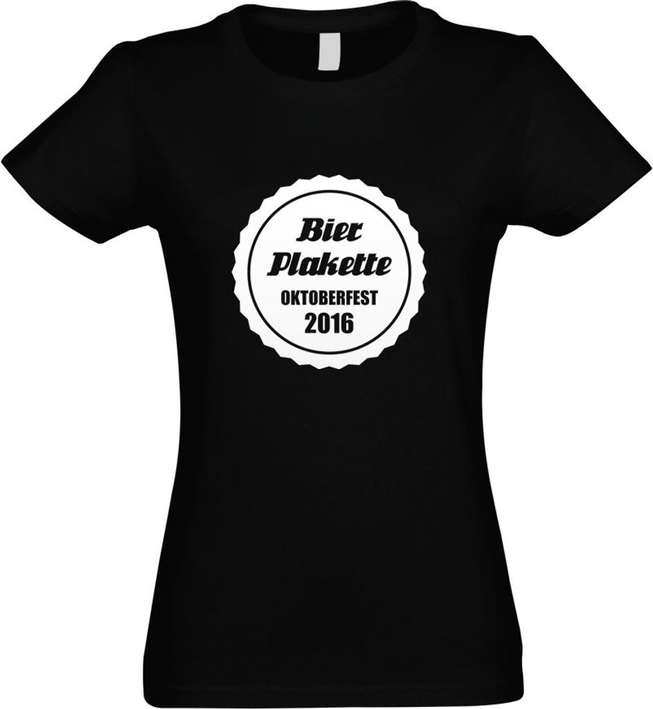 Kiwistar - T-Shirt tailliert - Damen - schwarz - Bierplakette 2013 M2 - mit Motiv Bedruckt - Funshirt Design - Sport - Freizeit - Damen - XXL