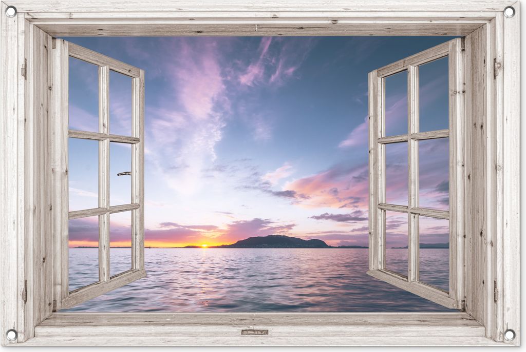 MuchoWow 90x60 cm Outdoor-Poster Gartendeko Sichtschutz Garten Poster für den Garten Aussicht - Meer - Insel