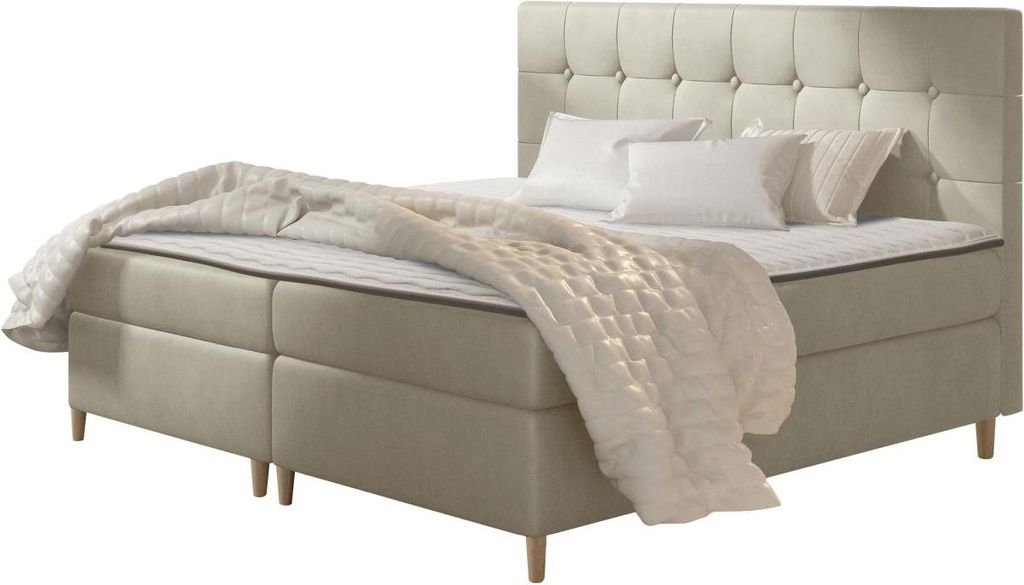 MIRJAN24 Boxspringbett Avanti, Doppelbett mit zwei Bettkästen, Ehebett mit Matratze (Farbe: Magic Velvet 2201, Größe: 120x200 cm)