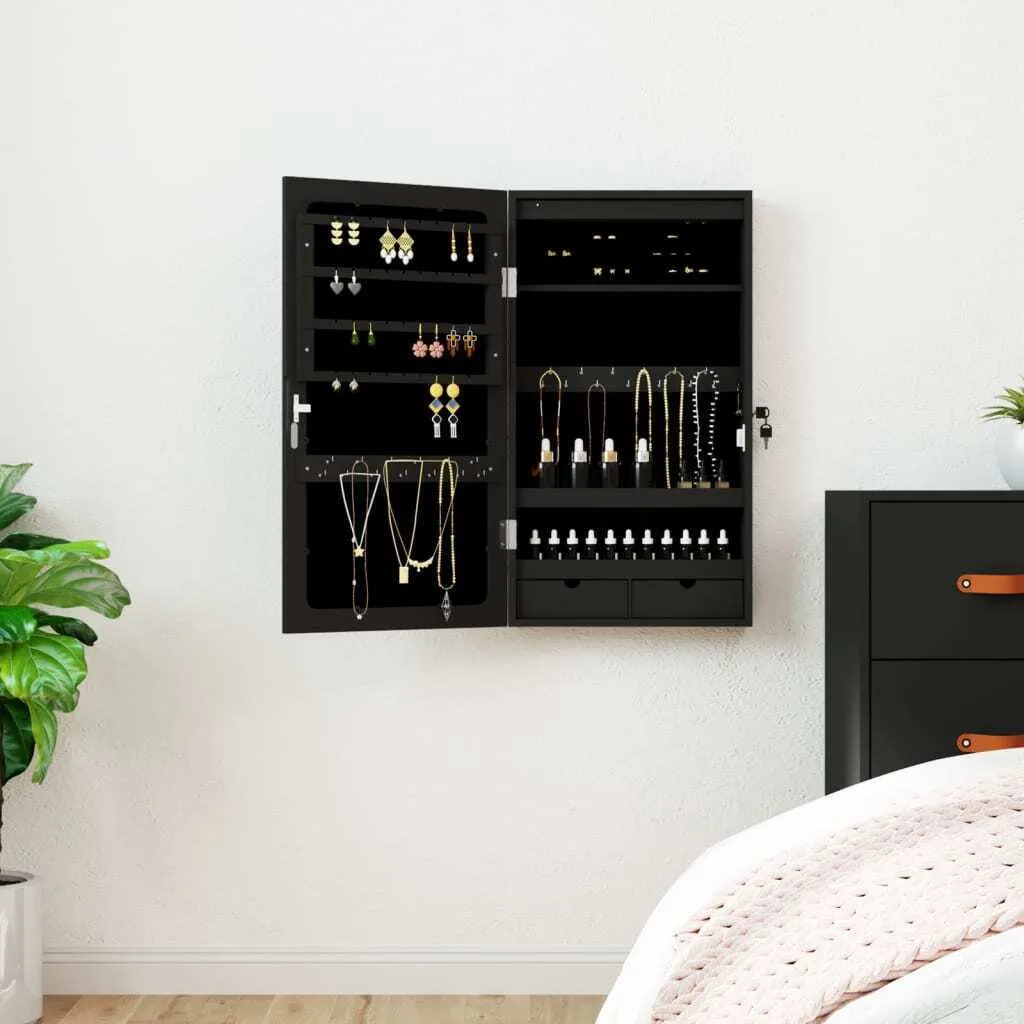 The Living Store Portagioie a Specchio Parete Nero LED - Eleganza Arredo