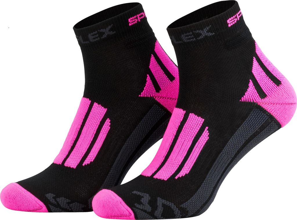 Tobeni 1 Paar Damen Funktionssocken Running Socken Kurz 3D-Reflex, Farbe:Pink-Schwarz, Grösse:35-38