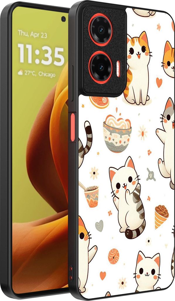 Smartphonica Handytasche Passend für Motorola Moto G85 / Motorola Edge 50 Fusion mit Katzendruck - TPU Rückseitenschutzhülle Katzendesign
