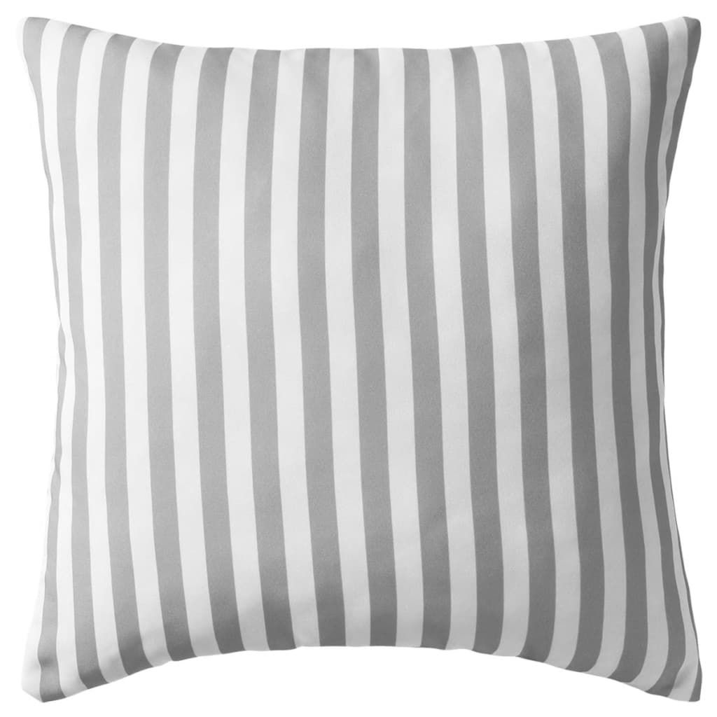 The Living Store Gartenkissen 2 Stk. Streifenmuster 45 x 45 cm Grau