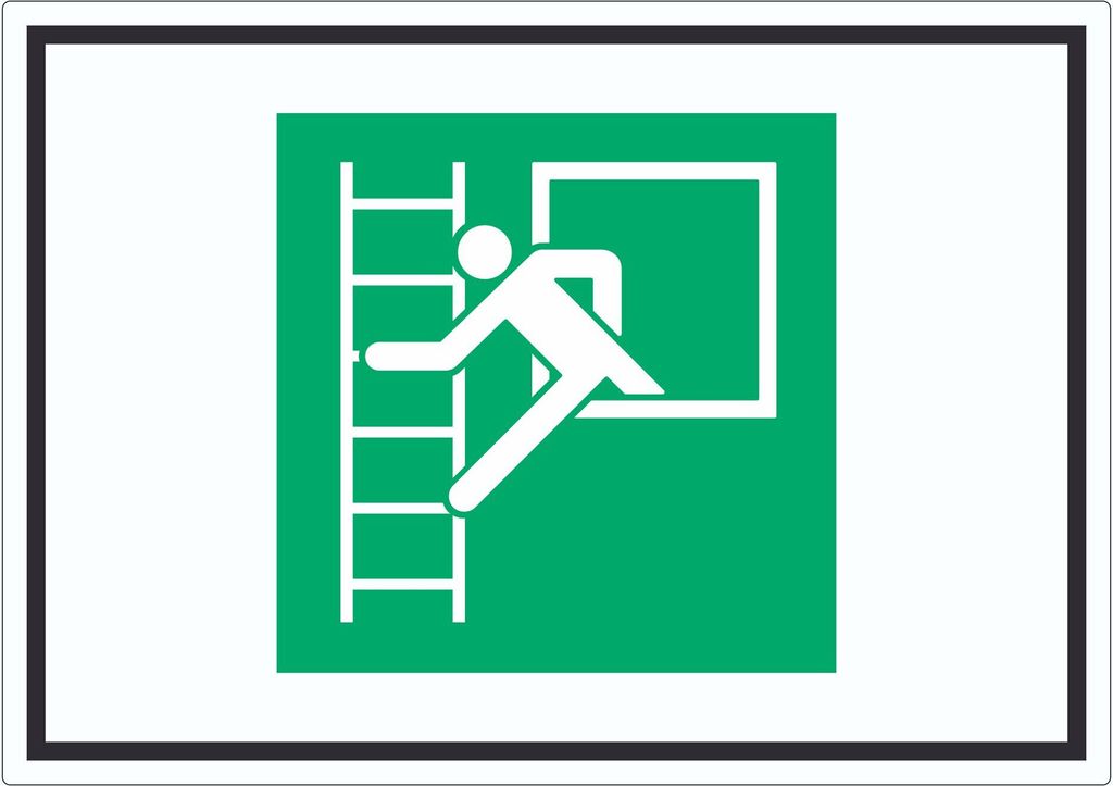 Notausstieg mit Fluchtleiter Symbol Aufkleber A9 (37x52mm)