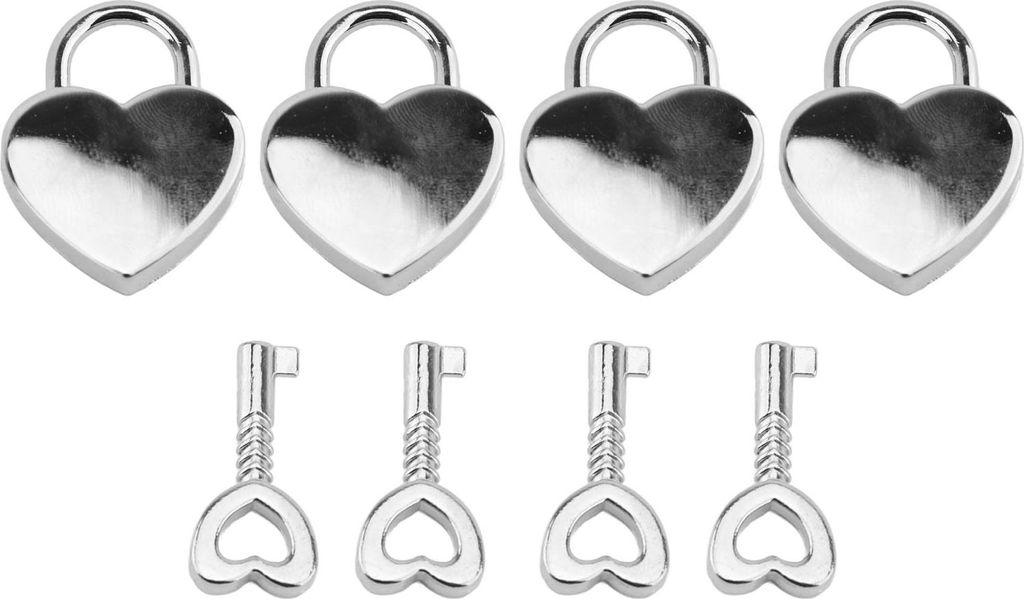 4 Set Heart Vorhängeschloss Metall Dekorative Liebesschloss mit Schlüssel für Tagebuchbuch Schmuckschachtel Handtasche