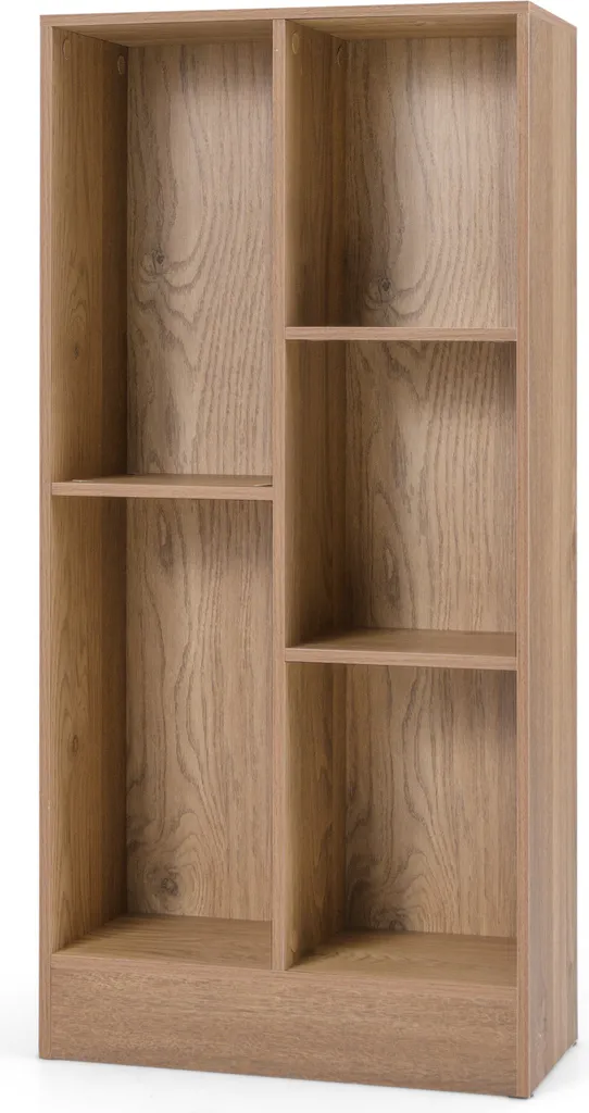 COSTWAY Bibliothèque à 5 compartiments 50x24x104cm en bois naturel