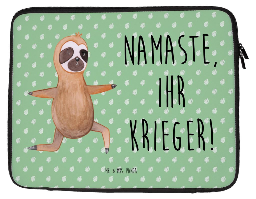 Mr. & Mrs. Panda Laptop Tasche Faultier Yoga 33 x 42 cm - Tropengrün - Geschenk, Notebooktasche, Entspannung, Laptophülle, Laptoptasche, Namaste,...