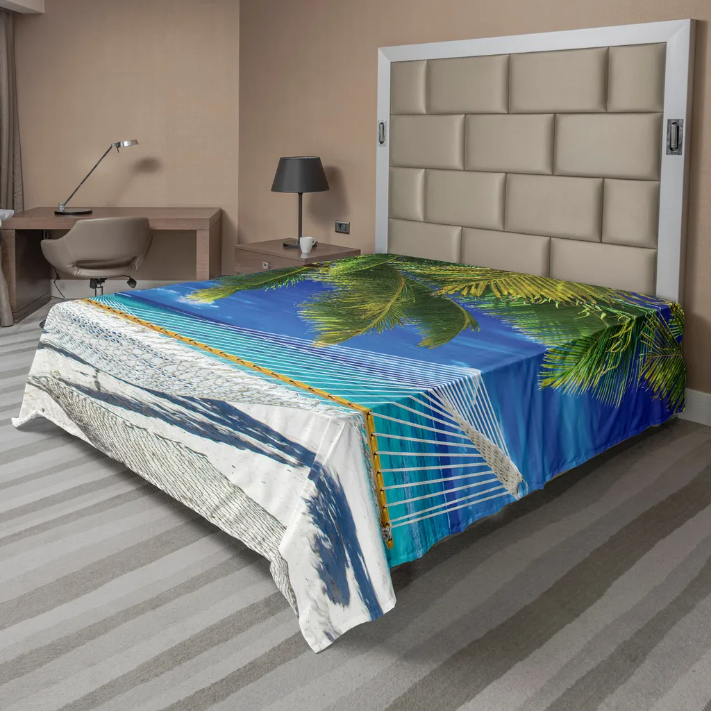 ABAKUHAUS Drap de Lit Supérieur 244 x 205 cm Nature Art Crème et Vert