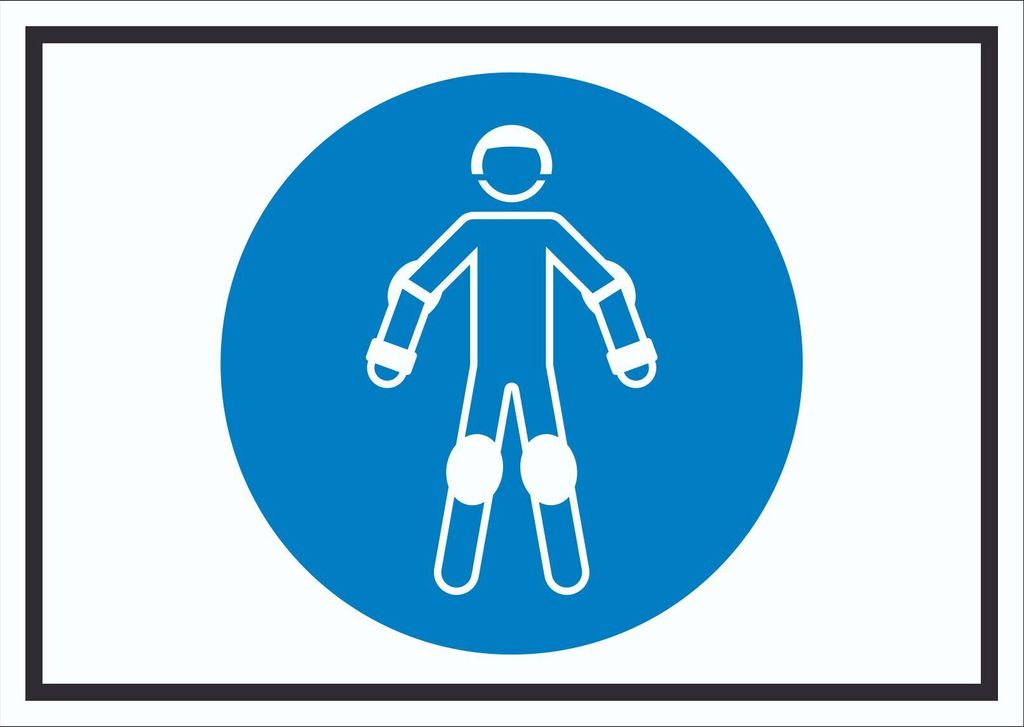 Schutzausrüstung für Rollsport benutzen Symbol Schild A0 Rückseite selbstklebend